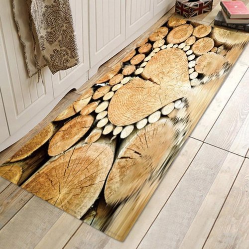 Wooden Pile Pattern Rug Bedroom Living room Door Bathroom Anti-slip Floor Mat Carpet