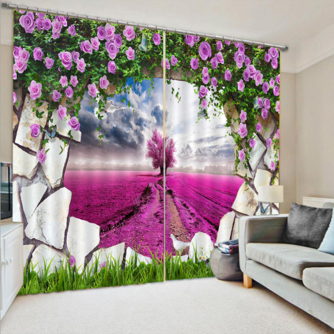 Lavender Curtains 3D Printed Window Curtain