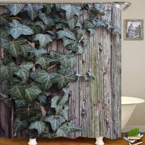 Leaves Landscape Shower Curtain Digital Printing Pattern Bathroom Curtain