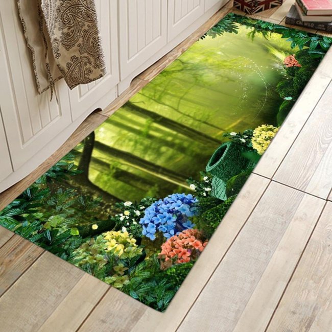 Romantic Forest Pattern Rug Bedroom Living room Door Bathroom Anti-slip Floor Mat Carpet
