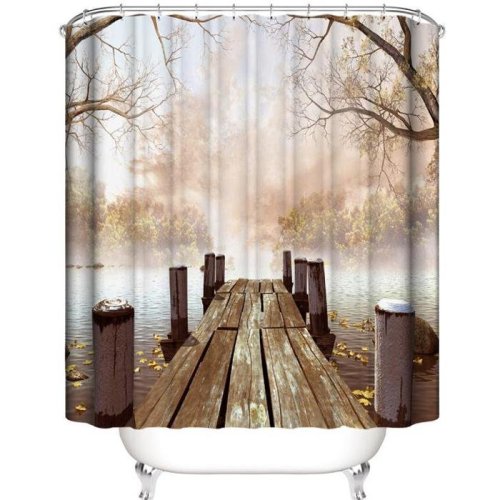 Creative Wooden Bridge Shower Curtain