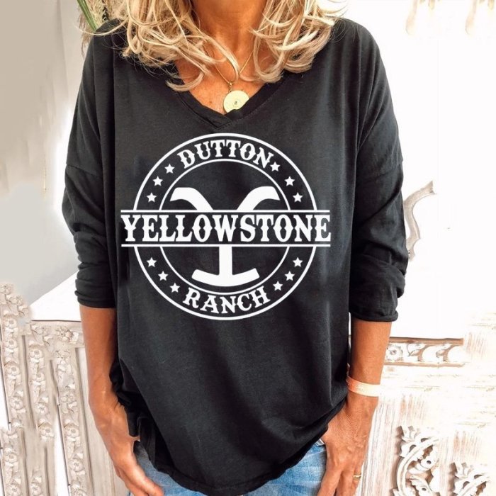 casual loose print Pullover T-shirt