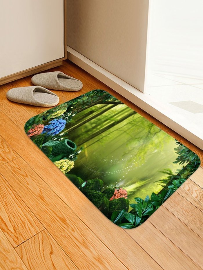Romantic Forest Pattern Rug Bedroom Living room Door Bathroom Anti-slip Floor Mat Carpet