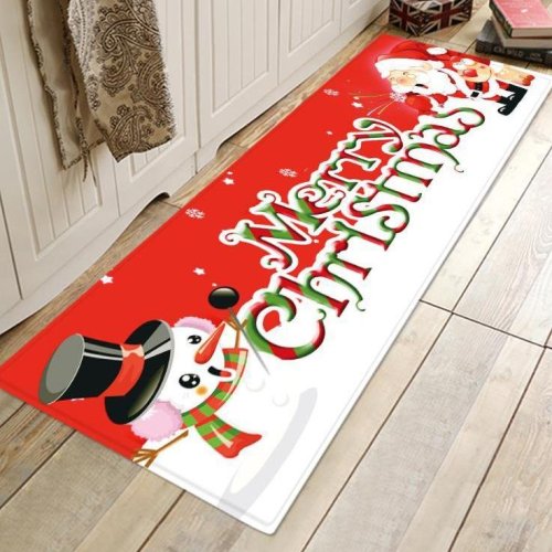 Cartoon Christmas Snowman Pattern Rug Bedroom Living room Door Bathroom Anti-slip Floor Mat Carpet