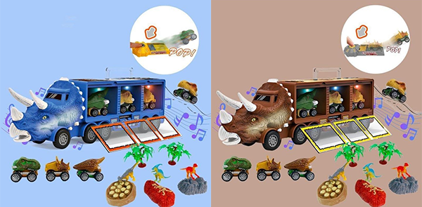 FociliTM Dinosaur transport toy car with its own music and lights