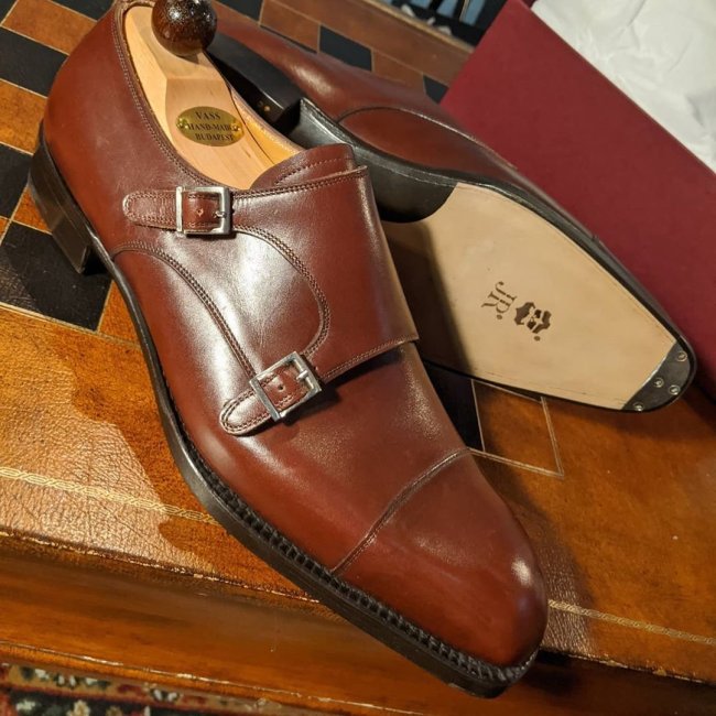 Men's Antique Cognac Double Monks Shoes
