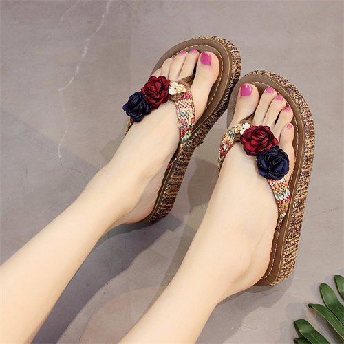 New Summer Fashion Flip Flops Women Shoes Platform Slippers Peep Toe Sandals Bohemian Muffin Slope With Sandals