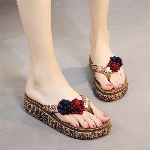 New Summer Fashion Flip Flops Women Shoes Platform Slippers Peep Toe Sandals Bohemian Muffin Slope With Sandals