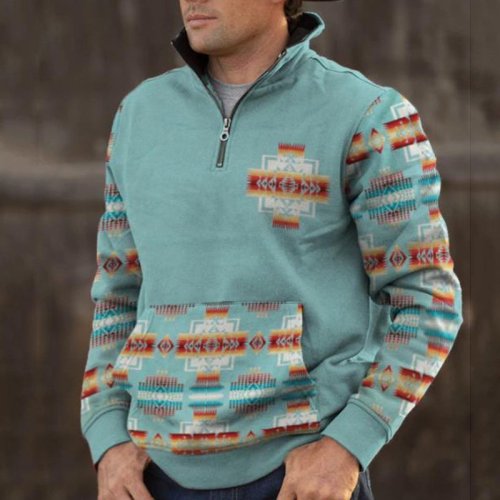 Fashion color blocking printed long sleeve Unisex sports sweater