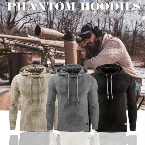 New fashion men's solid color long sleeve phantom hoodie