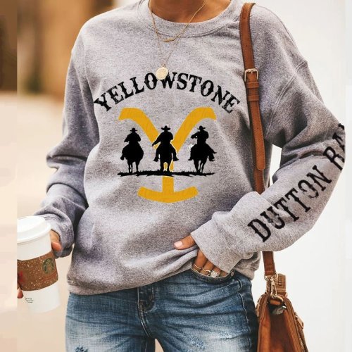 Casual loose print Unisex Pullover