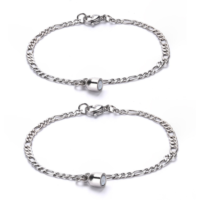 Silver Magnet Promise Bracelets For Couples