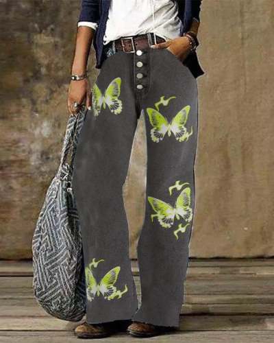 Casual Vintage Butterfly Printed Pants S-5XL