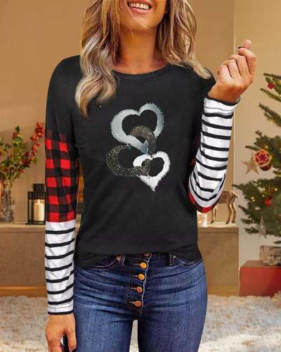 Valentine's Day Heart Panel Long Sleeve Top