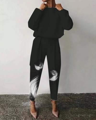 Casual Feather Round Neck Suit