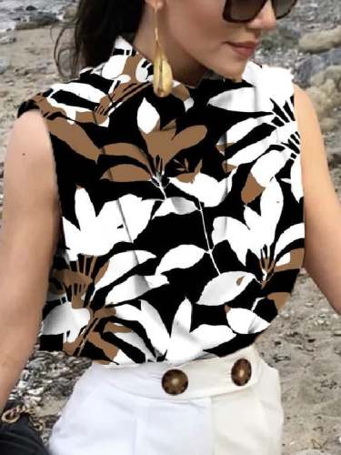 Vintage Turtleneck Sleeveless Top M-4XL