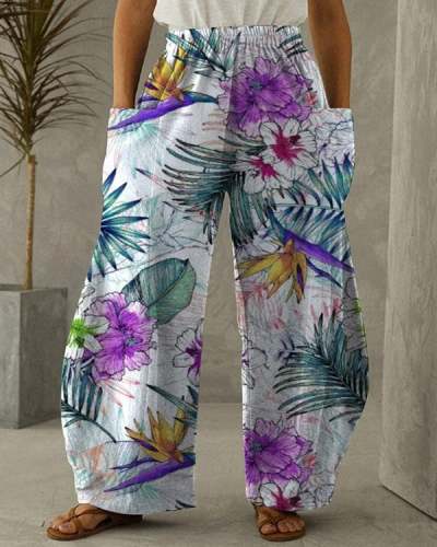 Floral Print Retro Casual Loose Pants S-5XL