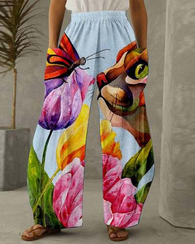 Cat Butterfly Casual Loose Pants S-5XL