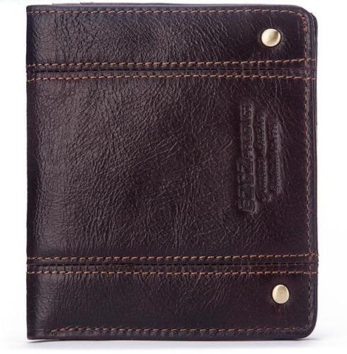 Thin leather men's short wallet