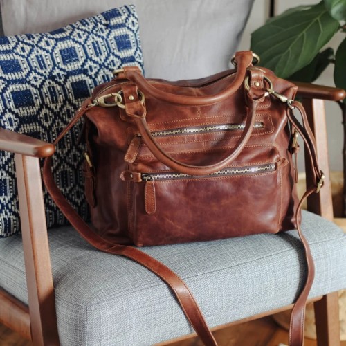 🎁Gift for Mom❤️ Best Selling Handmade Large Brown Leather Handbag Tote Leather Shoulder Bag