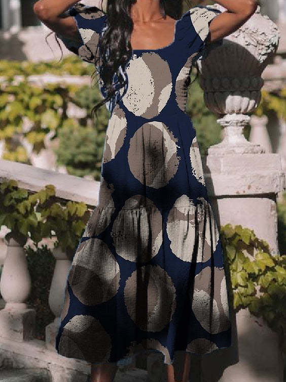 Women's Vintage Plant Printed Maxi Dress S-5XL