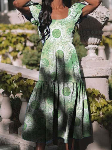 Women's Vintage Plant Printed Maxi Dress S-5XL