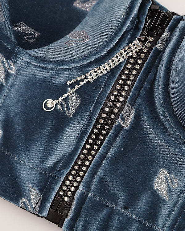 Sexy Velvet Swan Print Sheer Suspender Outer Corset