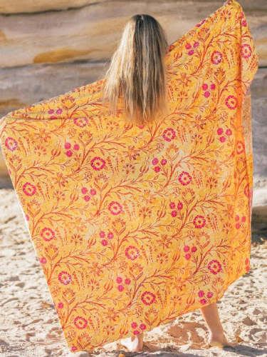 One Size Casual Vacation Boho Print Loose Linen Cape
