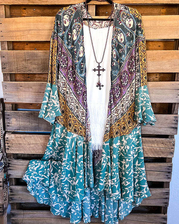 One Size Casual Vintage Print Boho Outerwear