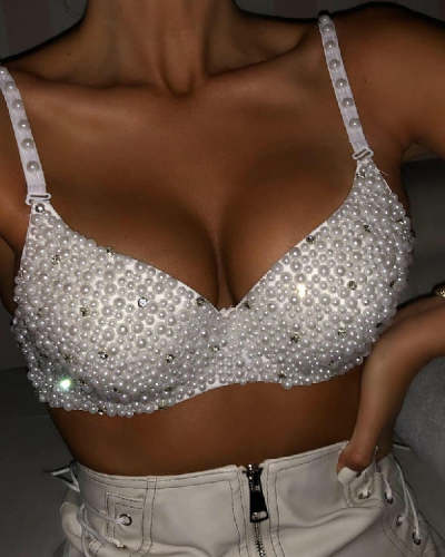 Sexy Diamond Pearl Cover Bra