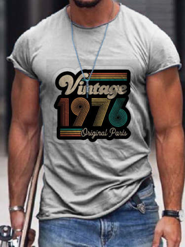 Men's Vintage Logo Print Casual Short Sleeve Print T-Shirt