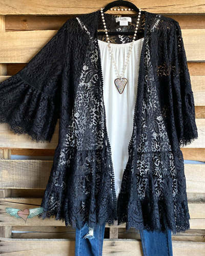One Size Casual Vintage Lace Embroidered Outerwear