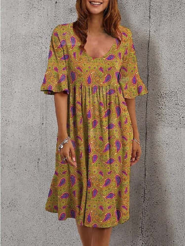 Sexy Loose Short Sleeve Printed Dress