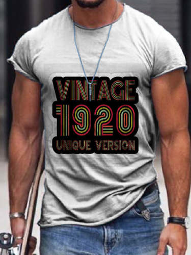 Men's Vintage Logo Print Casual Short Sleeve Print T-Shirt
