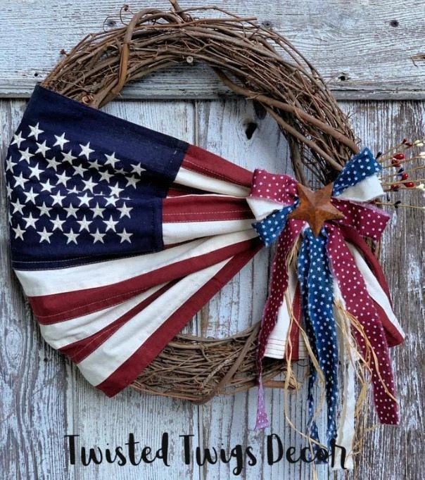 Poly Burlap American Flag Wreath