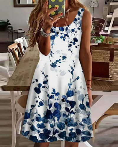 Fashion Casual Butterfly Sleeveless Print Dress