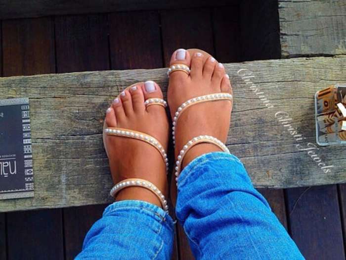 White Pearls Sandals, Leather Sandals, Wedding Sandals, Wedding Shoes, Made From 100% Genuine Leather.