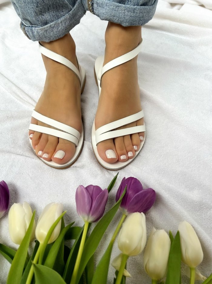 White Leather Sandals, Gladiator Sandals, Wedding Sandals, Wedding Shoes, Gift for Her, Made from 100% Genuine Leather.
