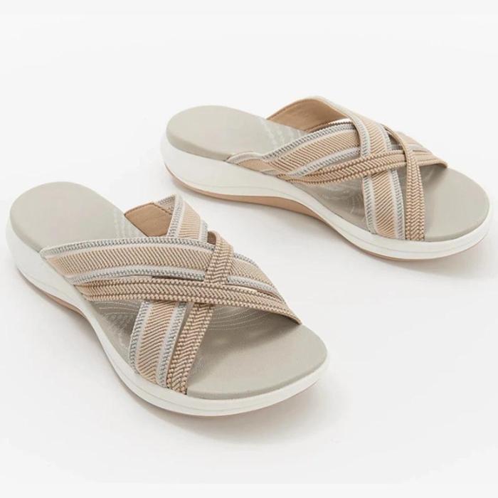 Women Casual Flyknit Fabric Soft Sole Slippers