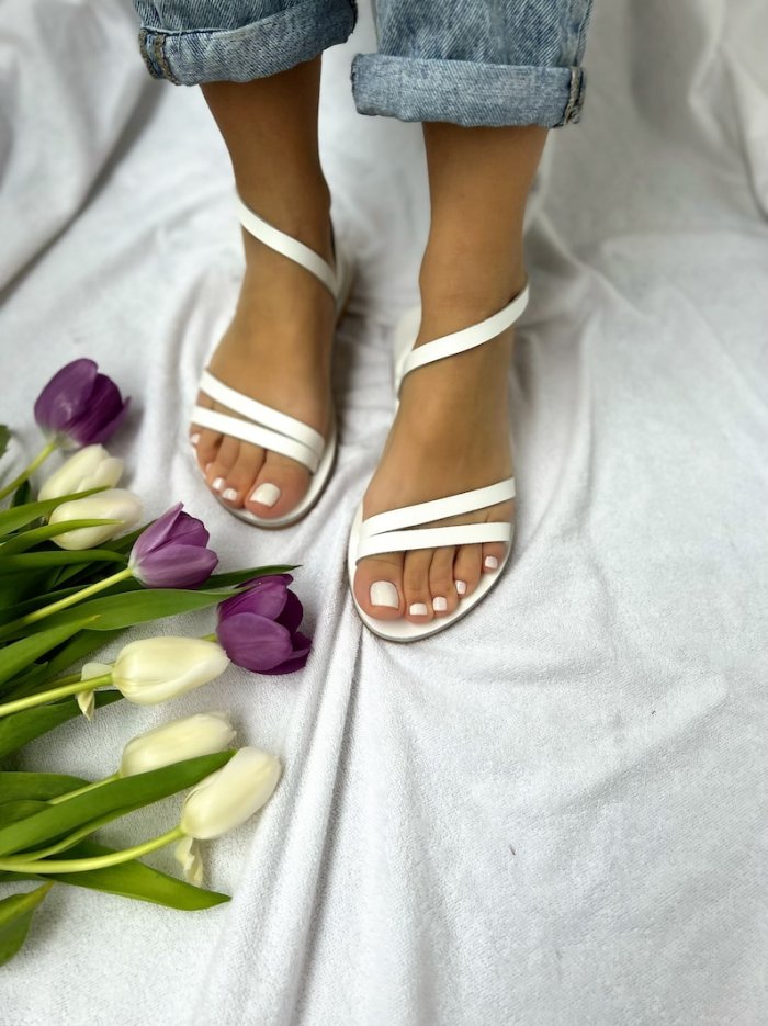 White Leather Sandals, Gladiator Sandals, Wedding Sandals, Wedding Shoes, Gift for Her, Made from 100% Genuine Leather.