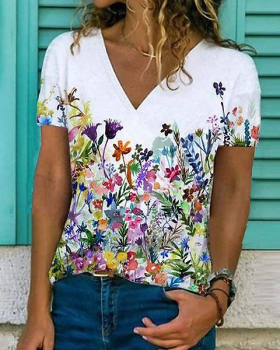 Women's Floral Theme T Shirt