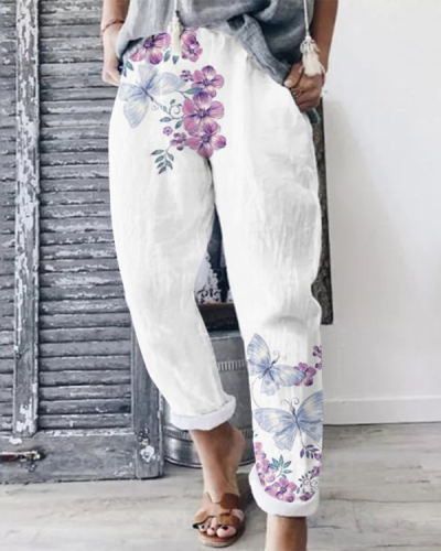 Casual Regular Fit Cotton Linen Resort Pants