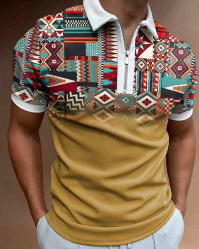 Plaid Print Short Sleeve Polo Shirt