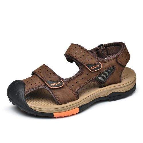 Men Outdoor Cowhide Leather Non-slip Sandals