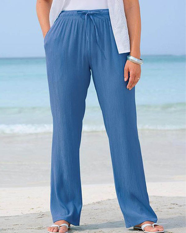 Cotton Linen Style Ladies Resort Beach Pants