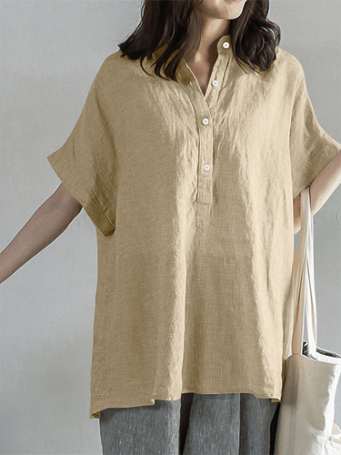 Women's Solid Casual Short Sleeve Shirt