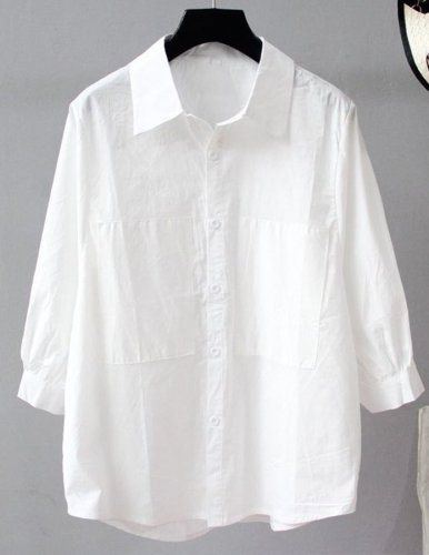 Women's Solid Cotton Linen Casual Shirt