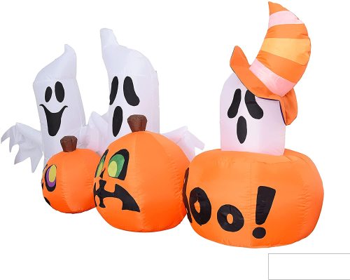 7ft Inflatable Horizontal Ghost with Pumpkins