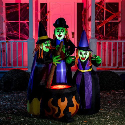 6ft Halloween Three Witch Around Cauldron Inflatable