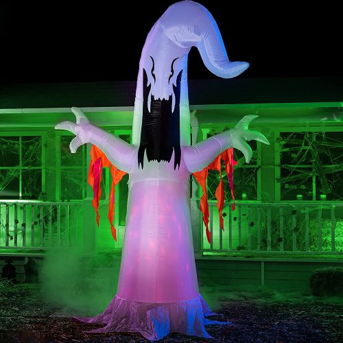 12ft Halloween Ghost with Fire Light and Flaming Shreds